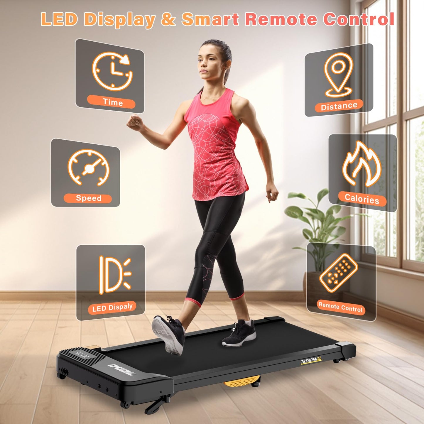 TODO Tapis de Marche 1-6km/h, Moteur 2.5HP, Télécommande & APP, pour Maison/Bureau