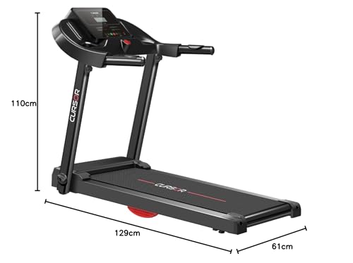 CURSOR Tapis de Course Pliable 14KM/H,Tapis de Marche Electrique Pliable avec poignée Moniteur de Fréquence Cardiaque,APP et Moteur Silencieux amélioré,Treadmill Home Folding Charge Max 136KG (Noir)