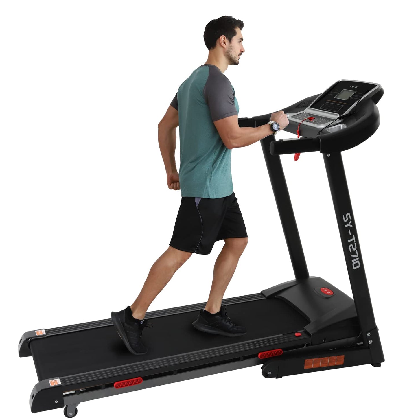 ISE Tapis de Course Inclinable Automatique Pliable, Tapis Course Electrique Motorisé 735W, Tapis de Marche 16KM/H Ecran LCD&amp;12P, Tapis de Sport Fitness Course, Tapis Roulant Bluetooth à Domicile