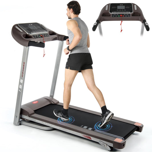 ISE Tapis de Course Pliable 14km/h, Professionnel, Moteur 2HP, écran LCD, 12 Programmes