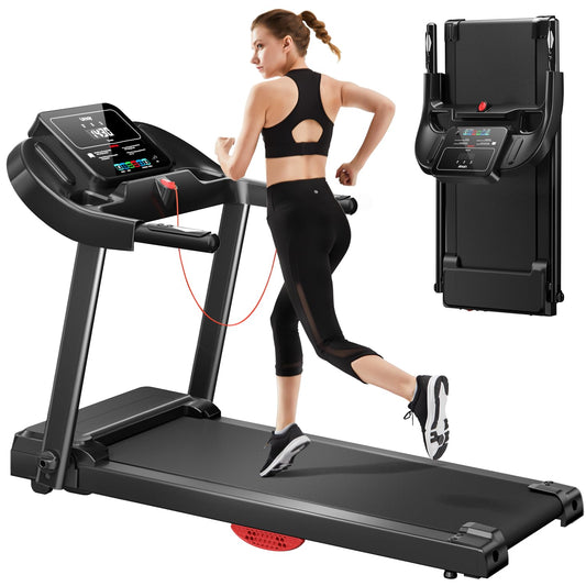 UMAY Tapis de Course 14km/h, Moteur 3.0HP, 12 Programmes, Moniteur Cardiaque, APP