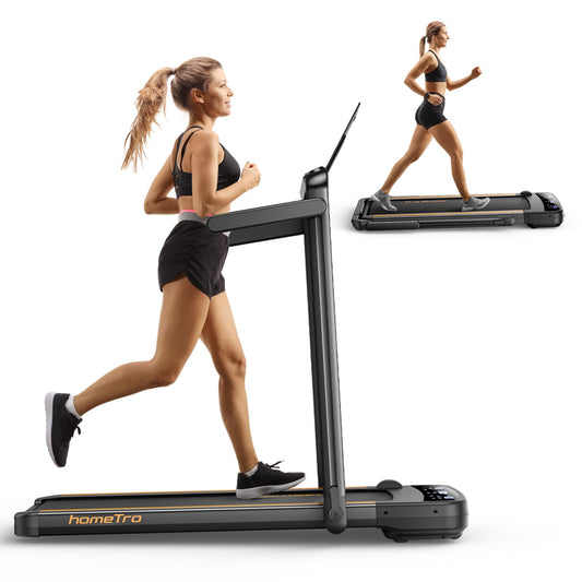 homeTro Tapis de Course 14km/h, 2.5HP, Grand Écran LED, Pliable Compact, Sans Installation