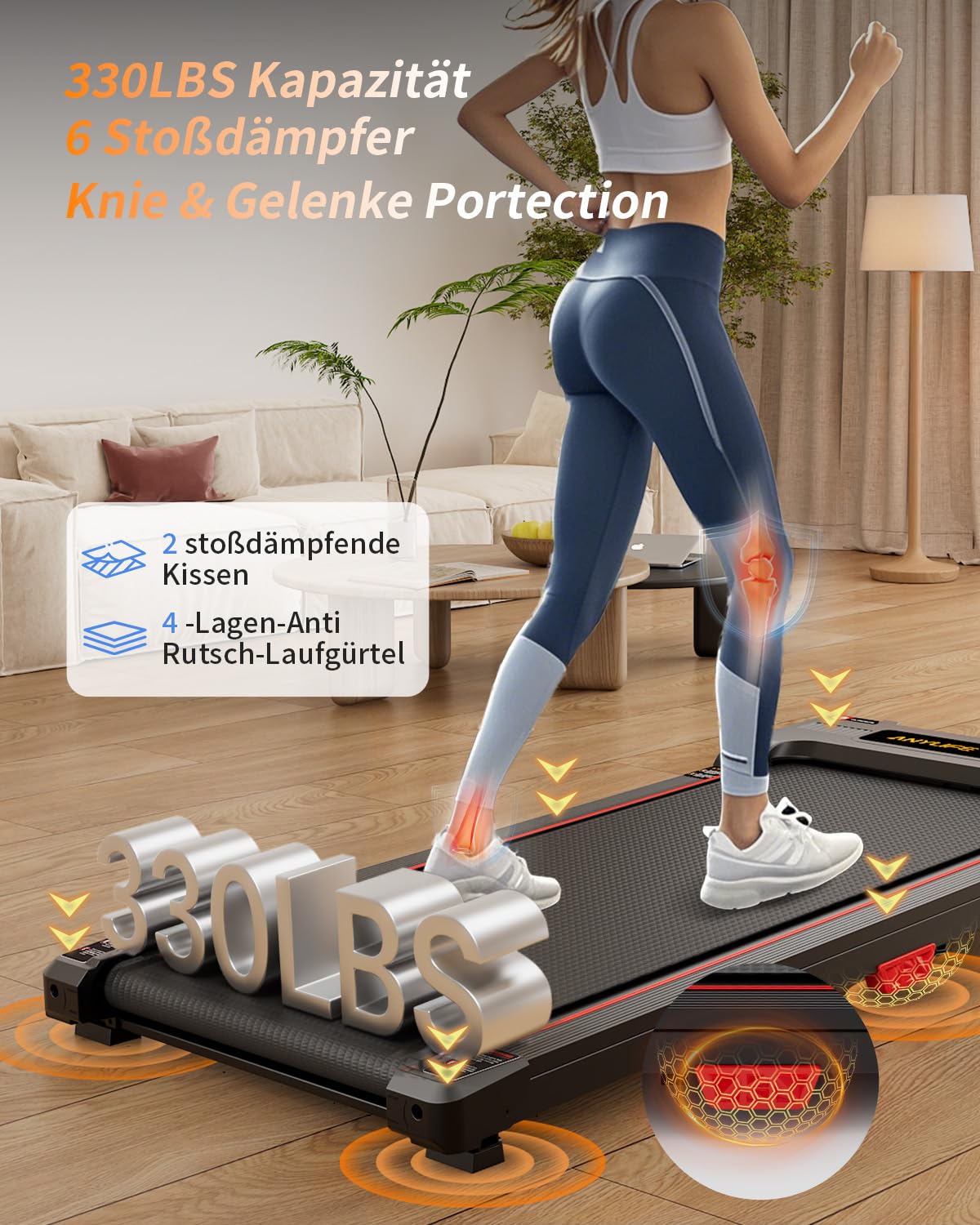 Anylife Tapis de Marche Inclinable, Walking Pad Silencieux, Rangement Facile, 150kg Max