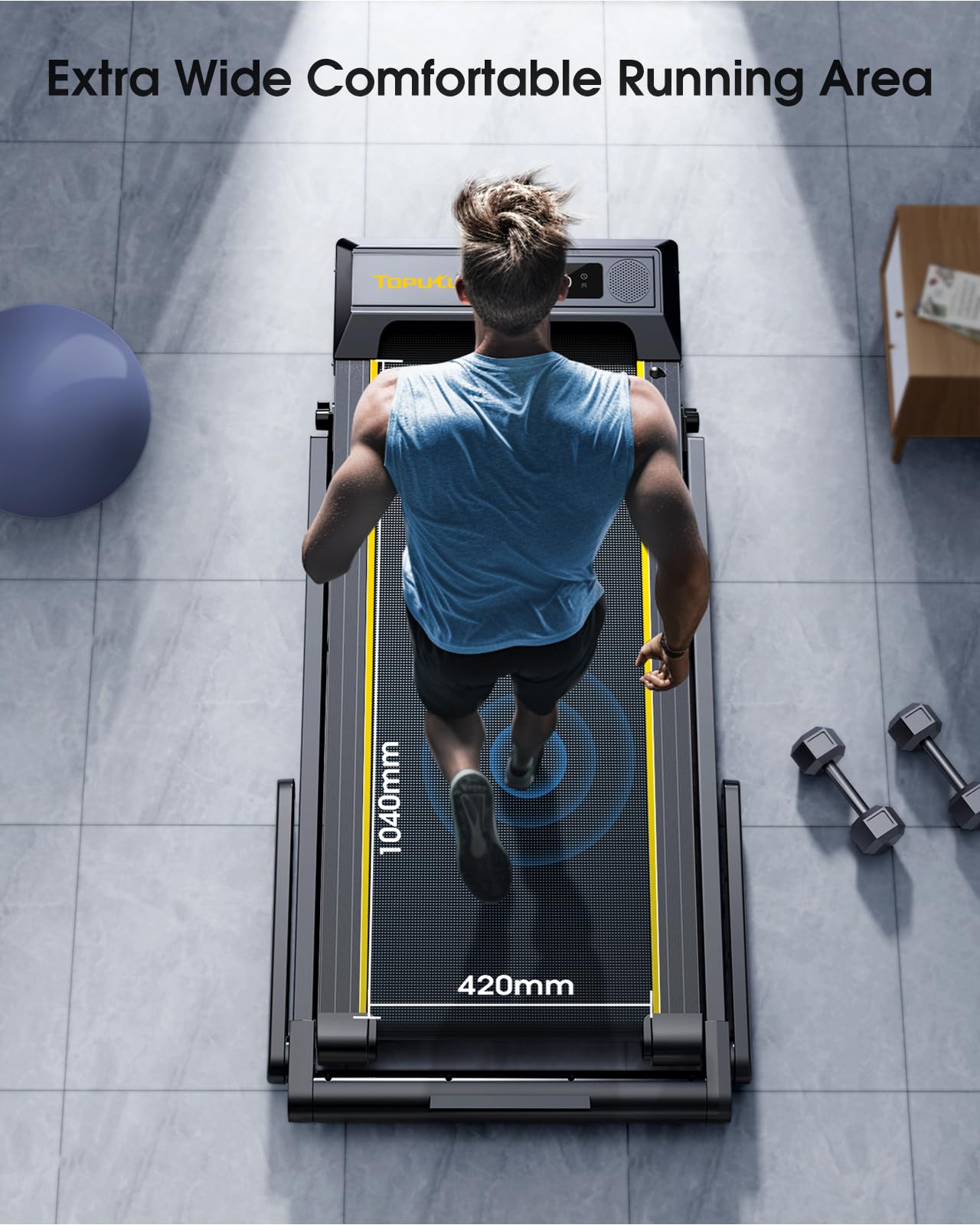 Tapis de Course 2 en 1,Vitesse 16 km/h,2.5HP,Tapis Roulant électrique maximale Pliant,Extra Large 42cm, Double écran LED, 12 programmes de Course,Mesure de la fréquence Cardiaque