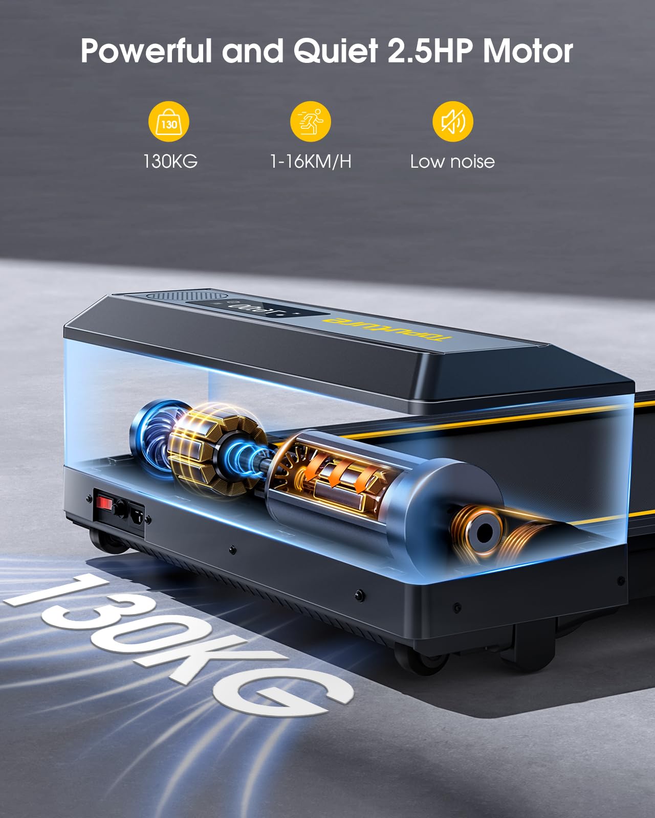 Tapis de Course 2 en 1,Vitesse 16 km/h,2.5HP,Tapis Roulant électrique maximale Pliant,Extra Large 42cm, Double écran LED, 12 programmes de Course,Mesure de la fréquence Cardiaque