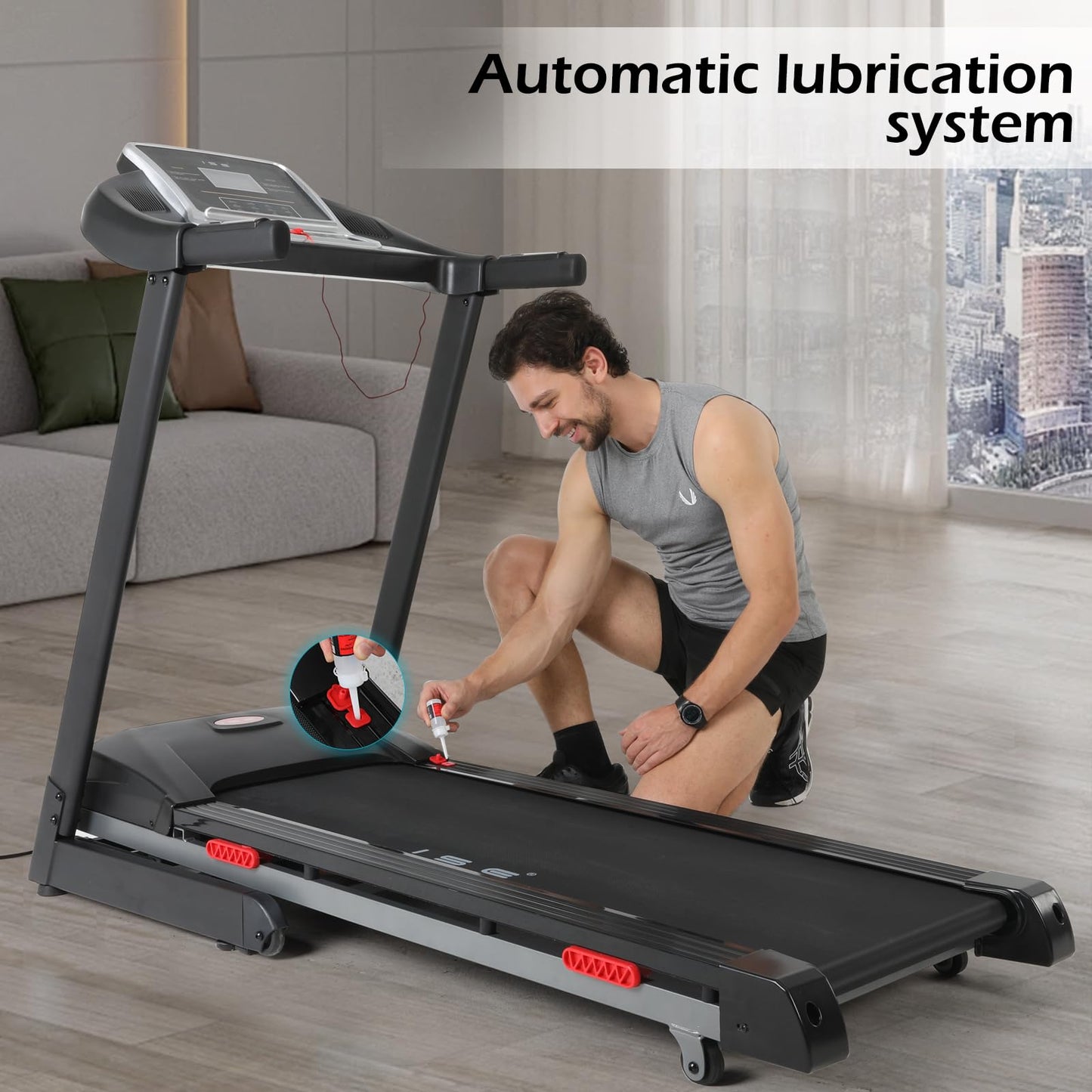 ISE Tapis de Course Inclinable Automatique Pliable, Tapis Course Electrique Motorisé 735W, Tapis de Marche 16KM/H Ecran LCD&amp;12P, Tapis de Sport Fitness Course, Tapis Roulant Bluetooth à Domicile
