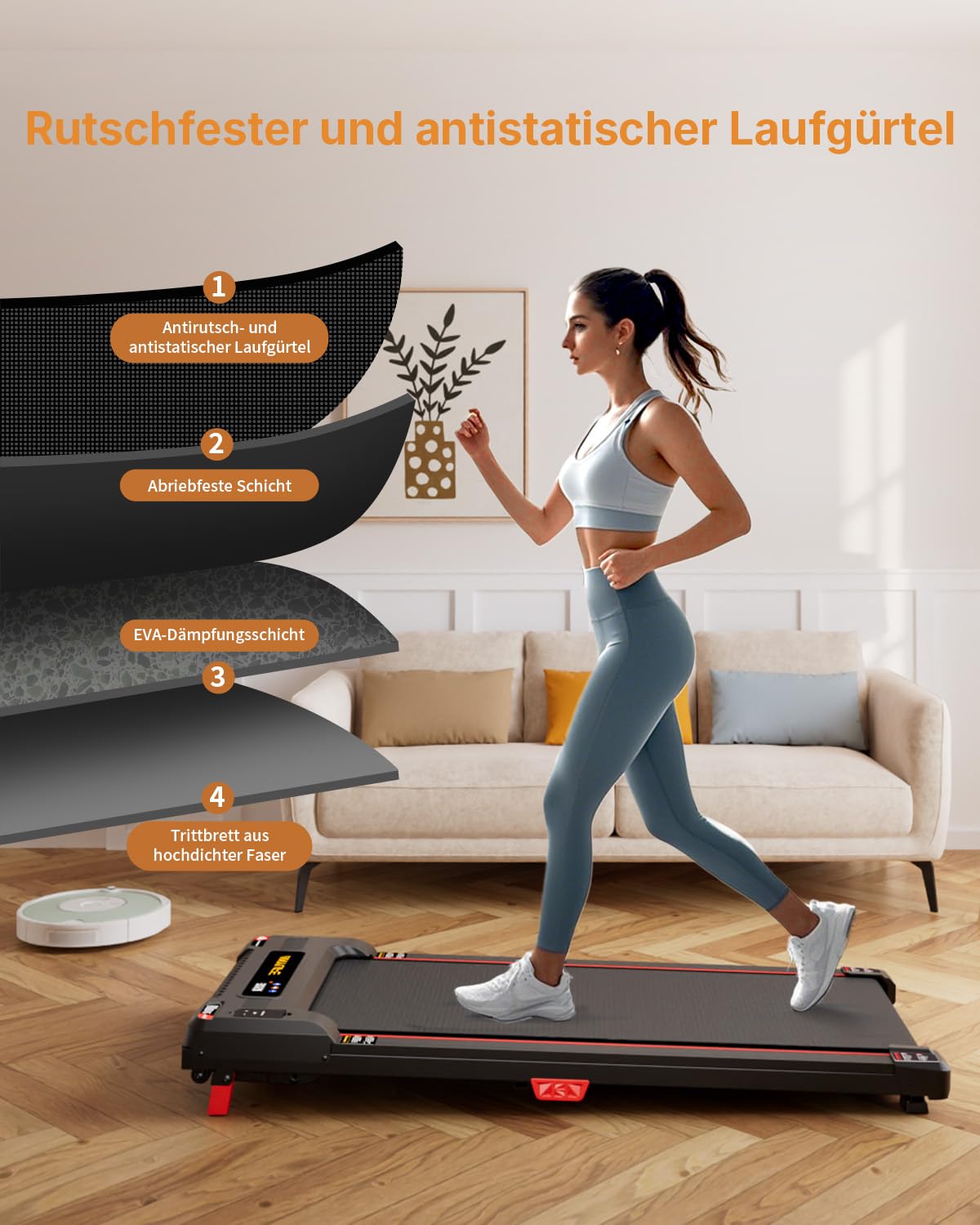 Anylife Tapis de Marche Inclinable, Walking Pad Silencieux, Rangement Facile, 150kg Max