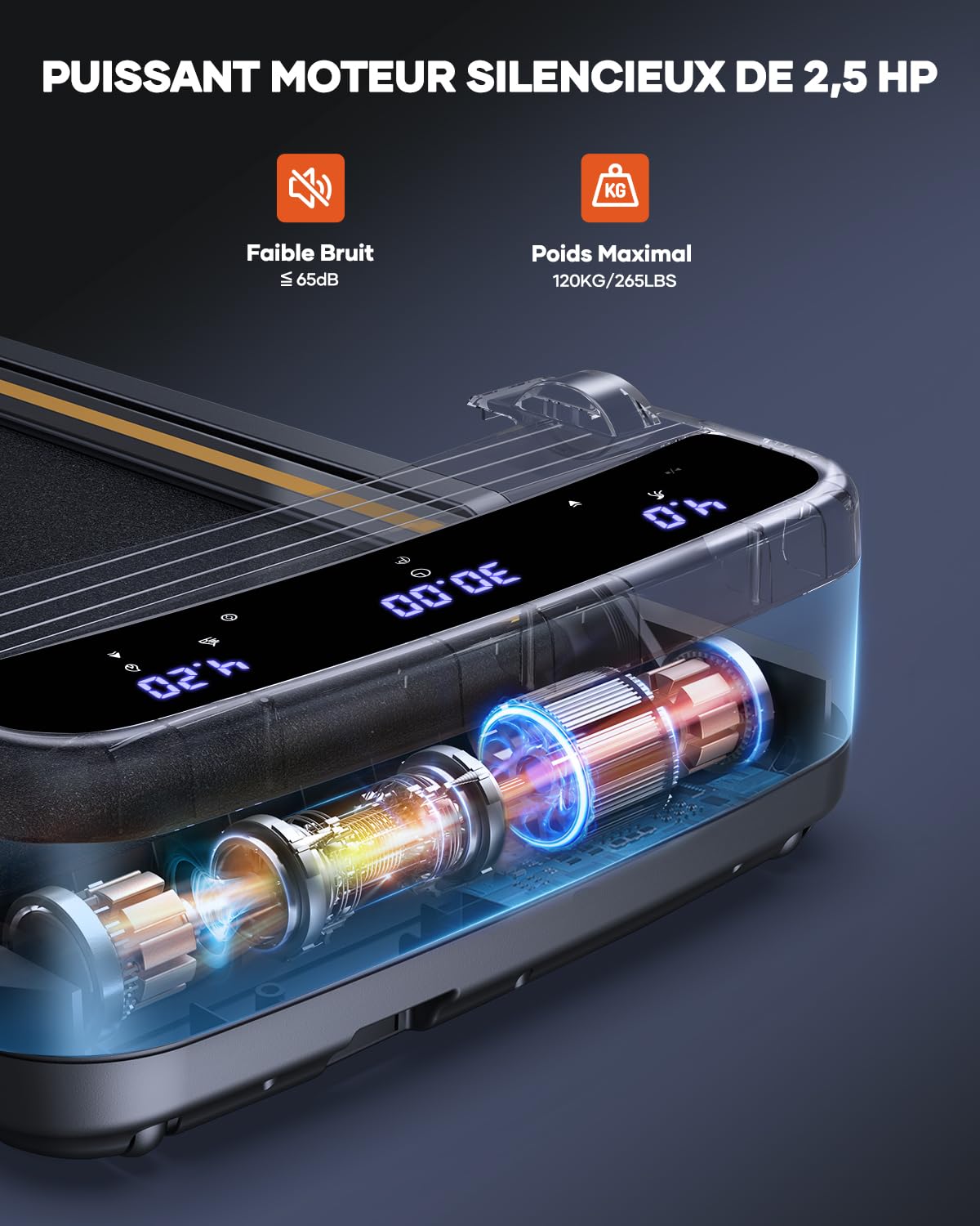 homeTro Tapis de Course 14km/h, 2.5HP, Grand Écran LED, Pliable Compact, Sans Installation