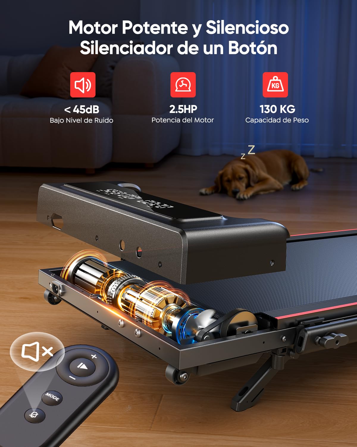 Tapis de Course Pliable 4-en-1, 2.5HP, 12km/h, Compact Sous Canapé, Double Écran LED