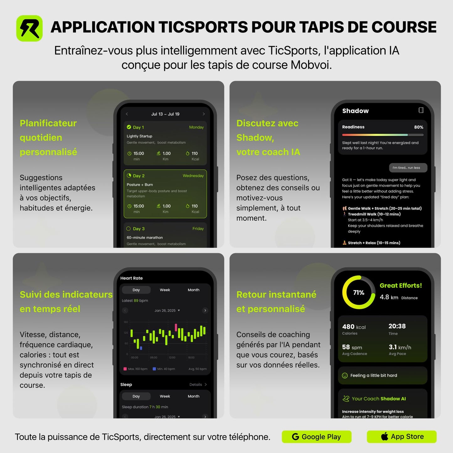Mobvoi Tapis de Course Ultra 3-en-1, Inclinaison 6%, Support Tasse/Téléphone, 120kg