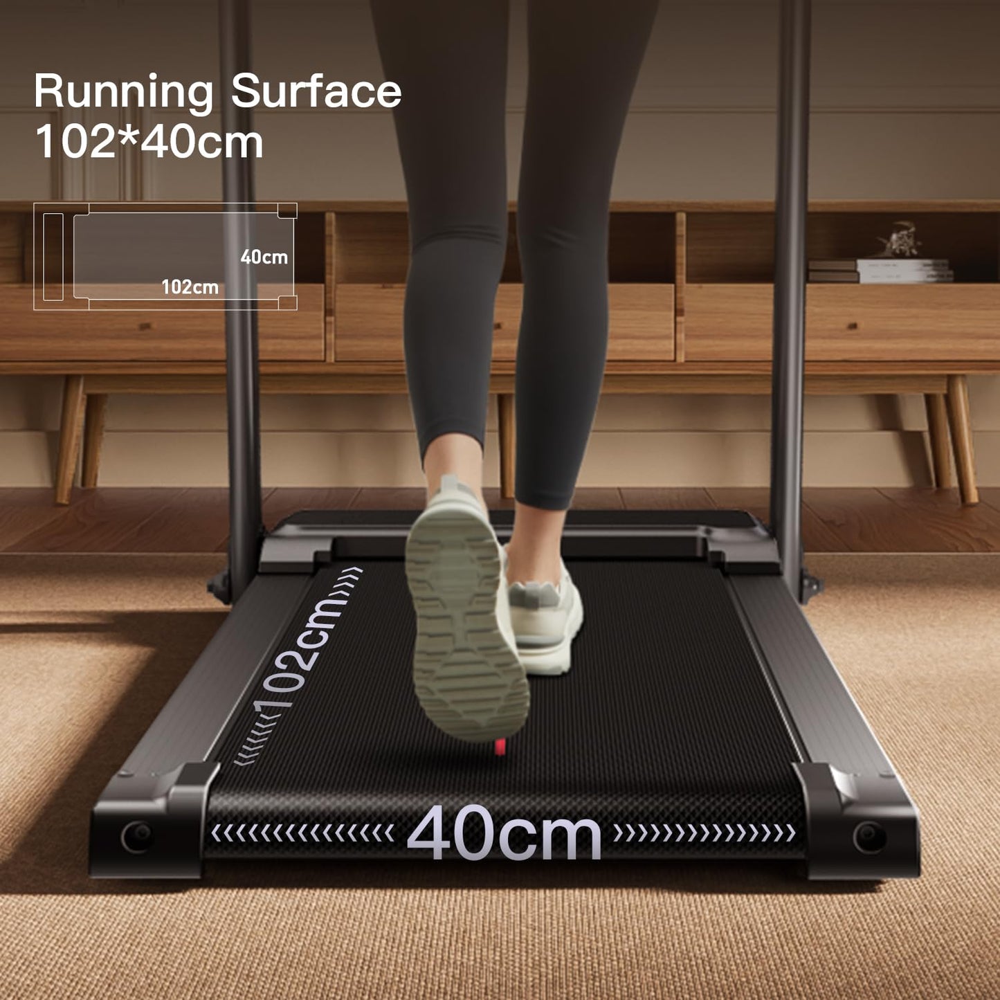 CURSOR Tapis de Course Pliable 14KM/H,Tapis de Marche Electrique Pliable avec poignée Moniteur de Fréquence Cardiaque,APP et Moteur Silencieux amélioré,Treadmill Home Folding Charge Max 136KG (Noir)