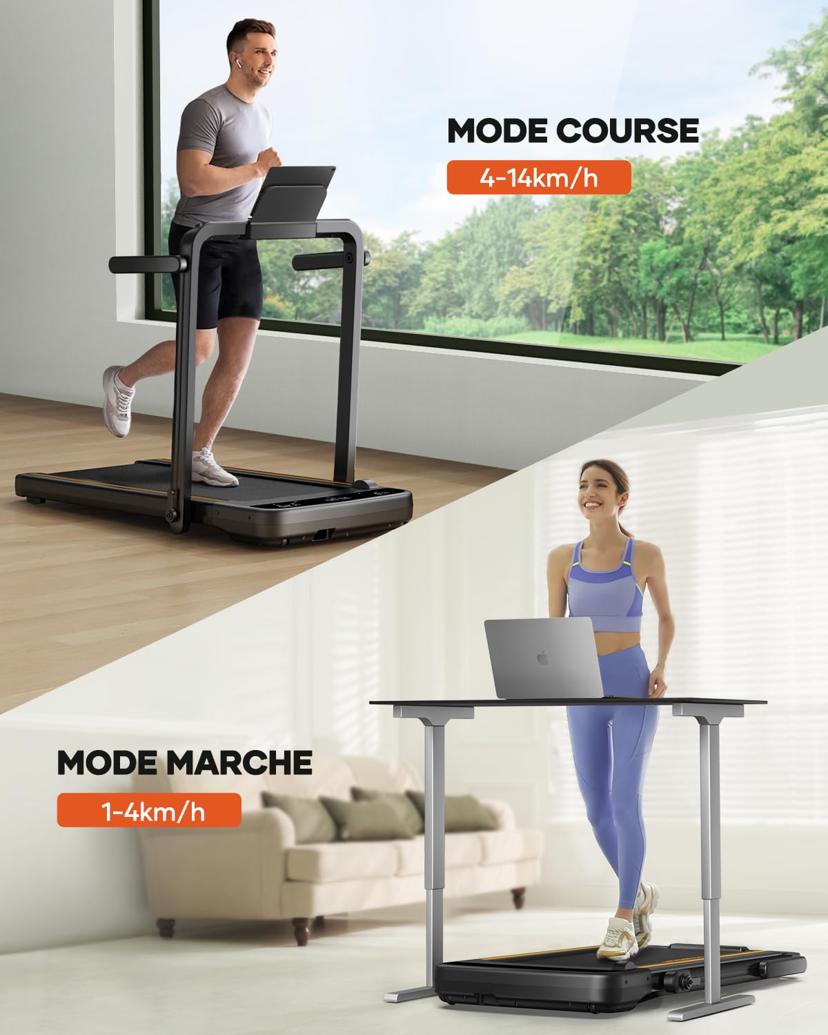 homeTro Tapis de Course 14km/h, 2.5HP, Grand Écran LED, Pliable Compact, Sans Installation