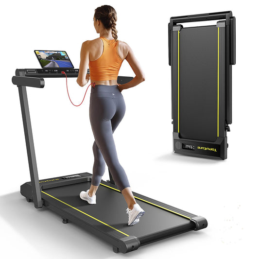 Tapis de Course 2 en 1,Vitesse 16 km/h,2.5HP,Tapis Roulant électrique maximale Pliant,Extra Large 42cm, Double écran LED, 12 programmes de Course,Mesure de la fréquence Cardiaque