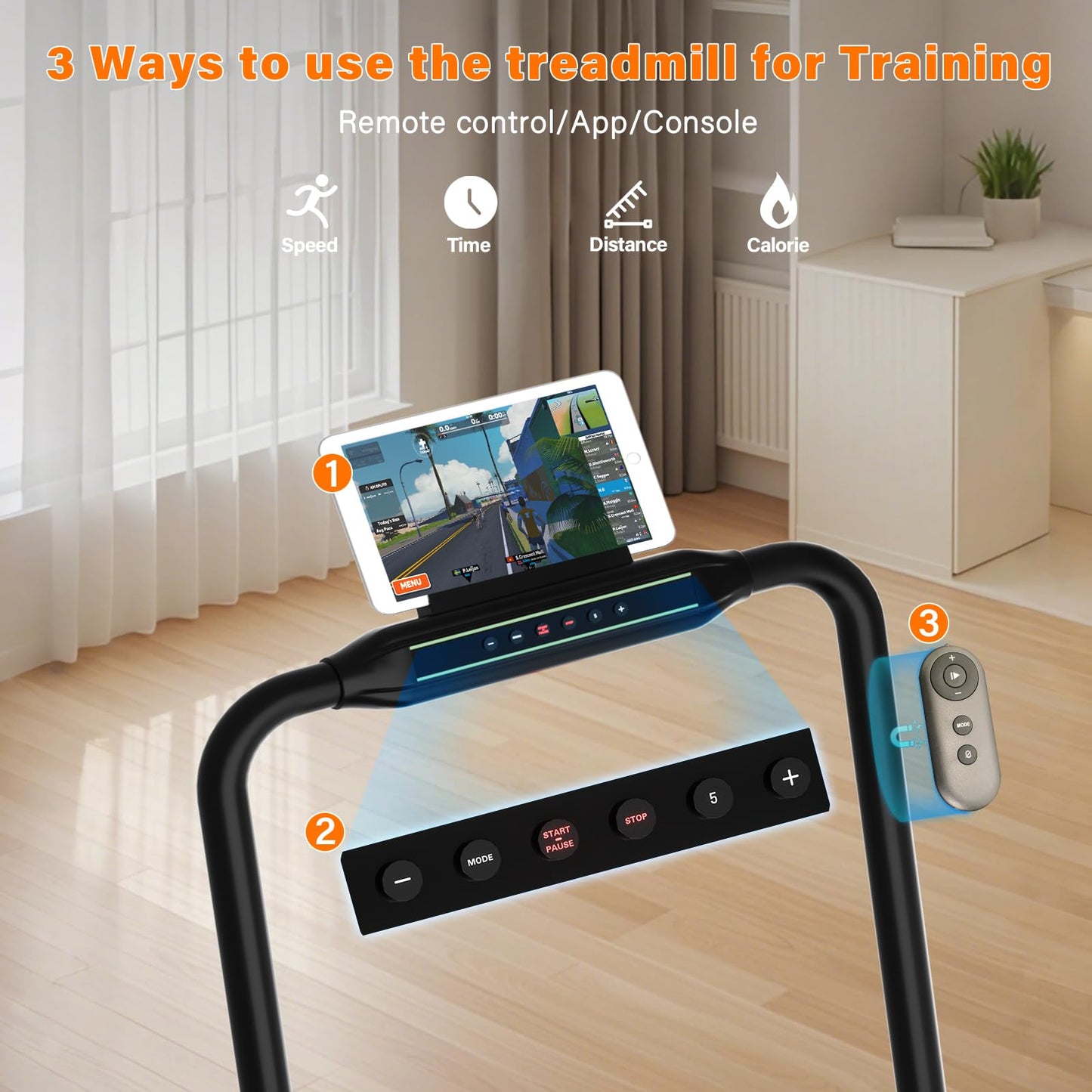 TODO Tapis de Marche Inclinable, 2-en-1 Tapis de Course Pliable, Walking Pad Électrique pour la Maison et Le Bureau, Télécommande et APP, avec Affichage LED, Moteur 2.5 HP