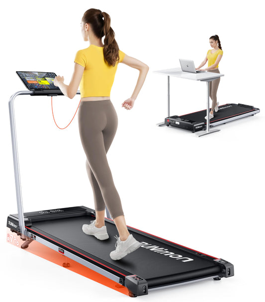 RUNIMON Tapis de Course 6-en-1, Pente 7%, 12km/h, 2.5HP, 2 Écrans LED, APP