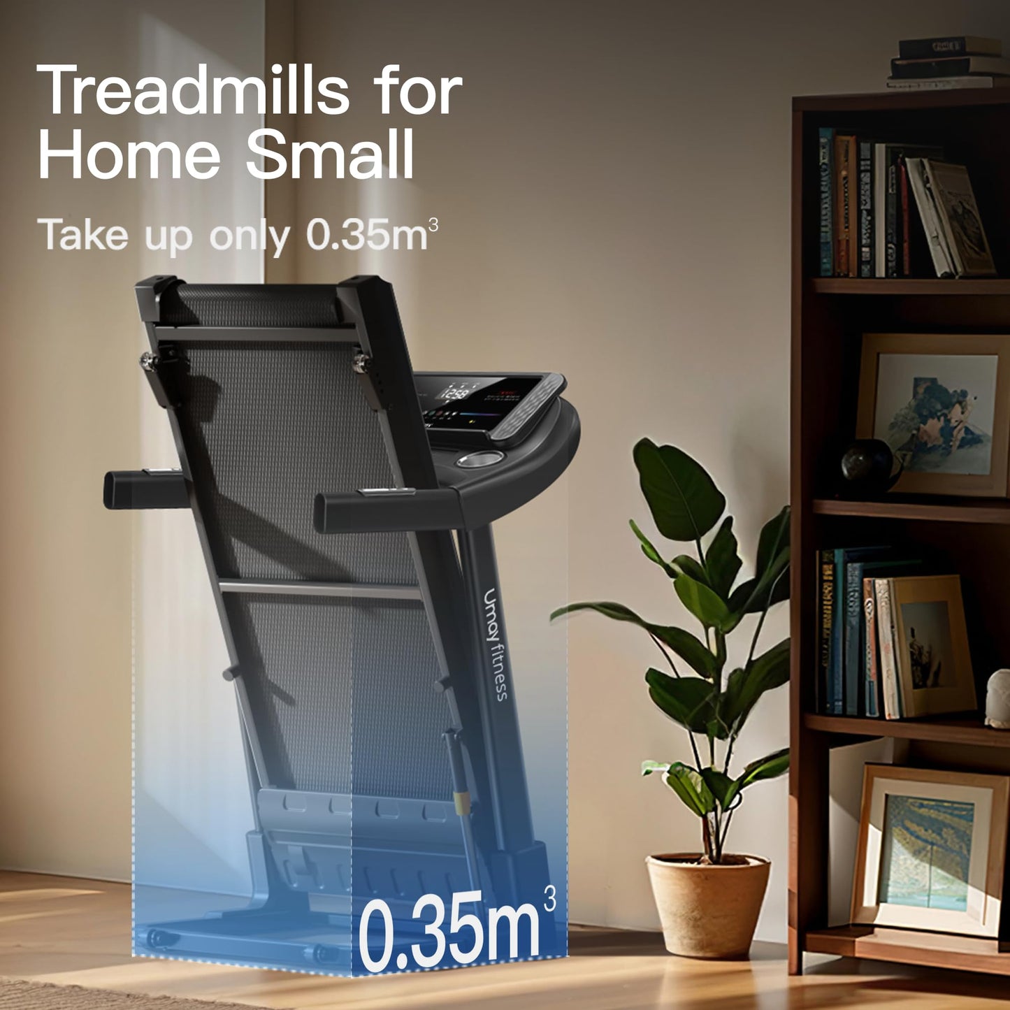 UMAY Tapis de Course Pliable Inclinable 14km/h, Tapis de Course Professionnel Silencieux avec Moteur de 3,0 HP et 3 Niveaux d'inclinaison, Treadmill Home Folding Charge Max 136KG