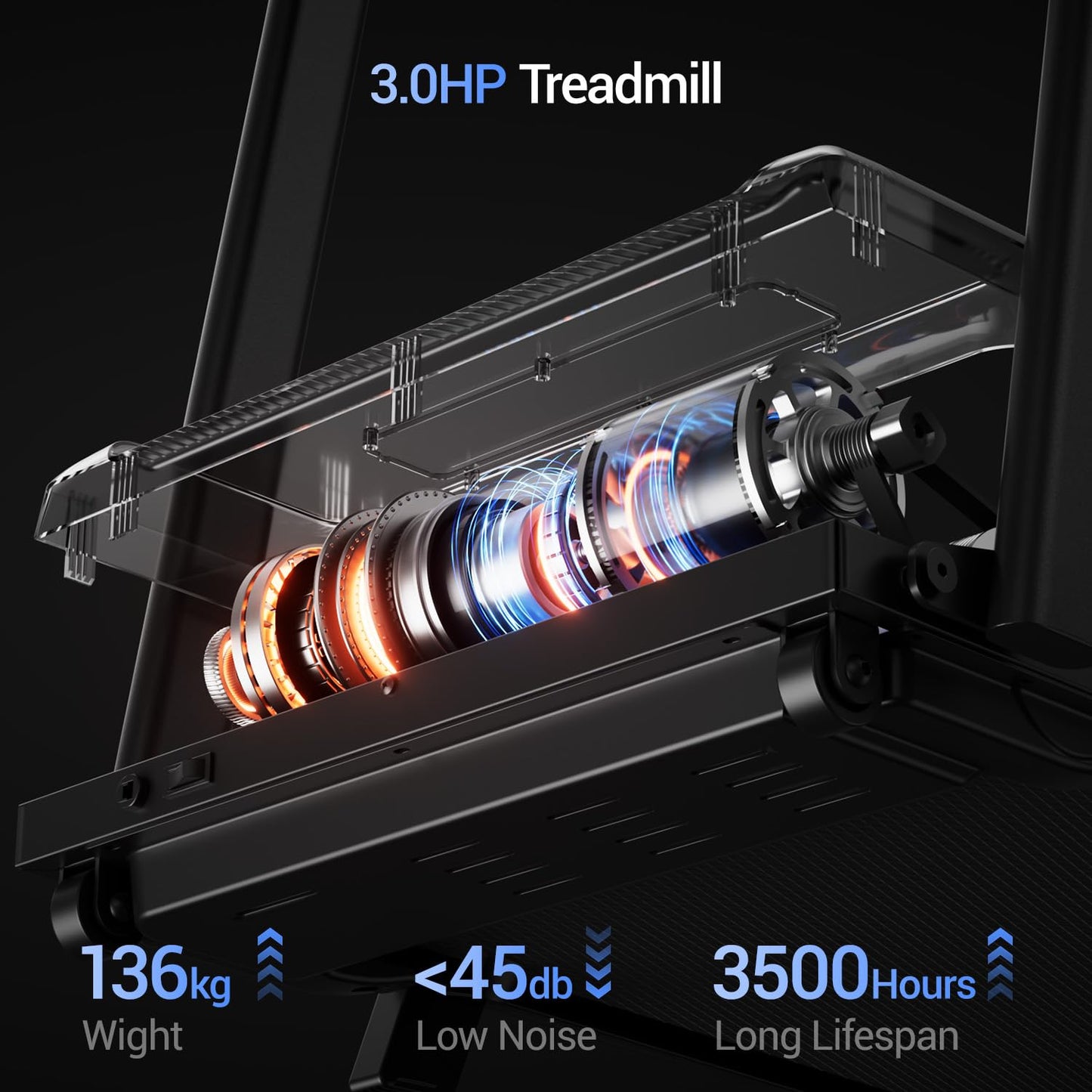 LONTEK Tapis de Course 12km/h, Moteur 3.0HP, Inclinable, Charge Max 136kg, LED