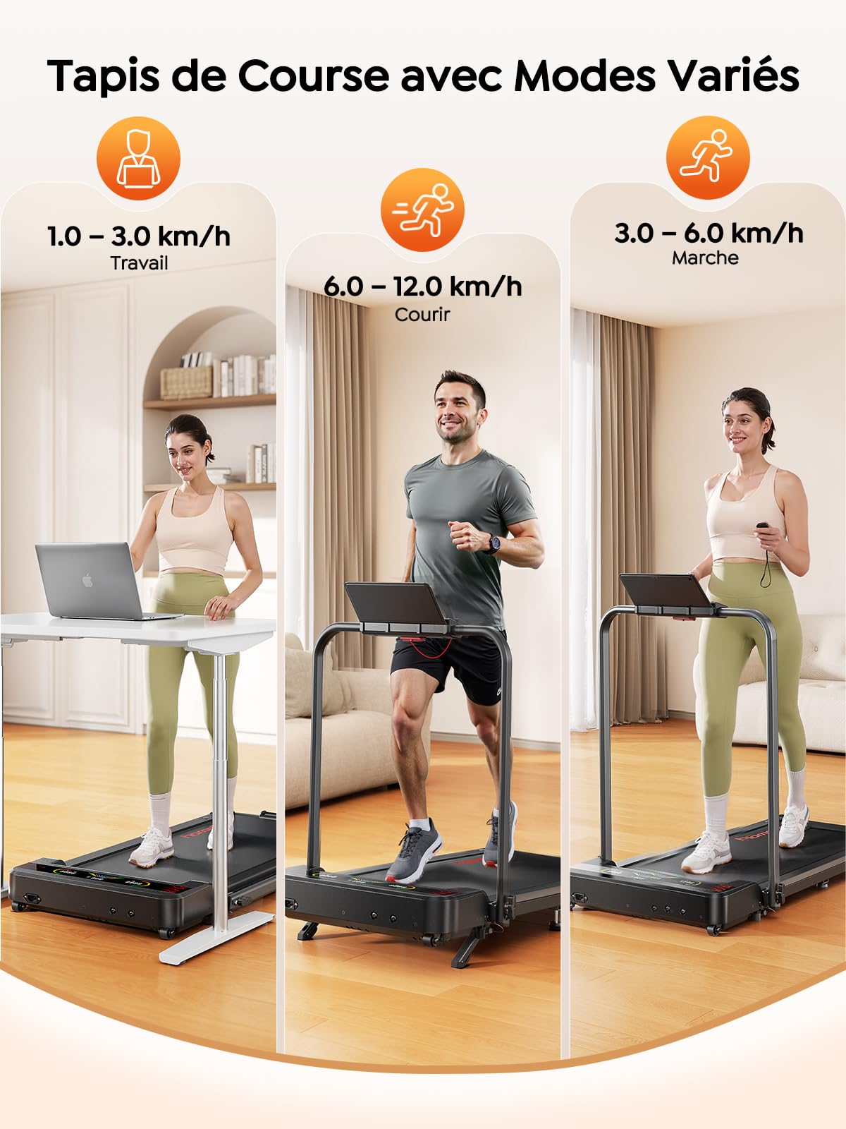 homeTro Tapis de Course 5-en-1, Inclinable 9%, Moteur Silencieux, Double Écran LED, 120kg