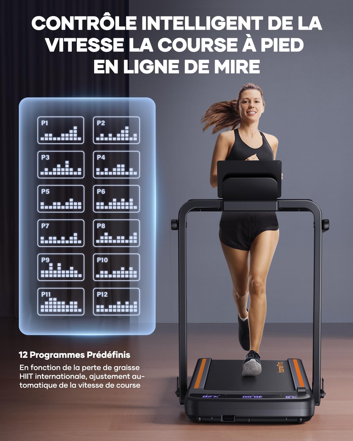 homeTro Tapis de Course 14km/h, 2.5HP, Grand Écran LED, Pliable Compact, Sans Installation