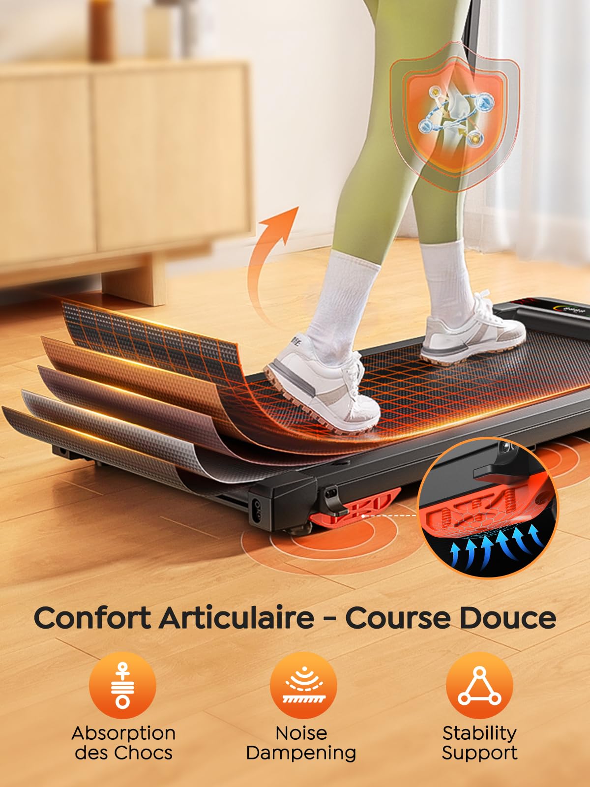 homeTro Tapis de Course 5-en-1, Inclinable 9%, Moteur Silencieux, Double Écran LED, 120kg