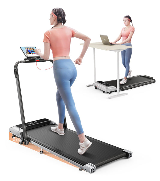 Toputure Tapis de Course 2 en 1,Walking Pad 12 km/h,Pente 7%，2.5HP,Tapis Roulant électrique Pliant,Extra Large 40cm, Fonction de mémoire de données, 12 programmes de Course,APP&amp;télécommande