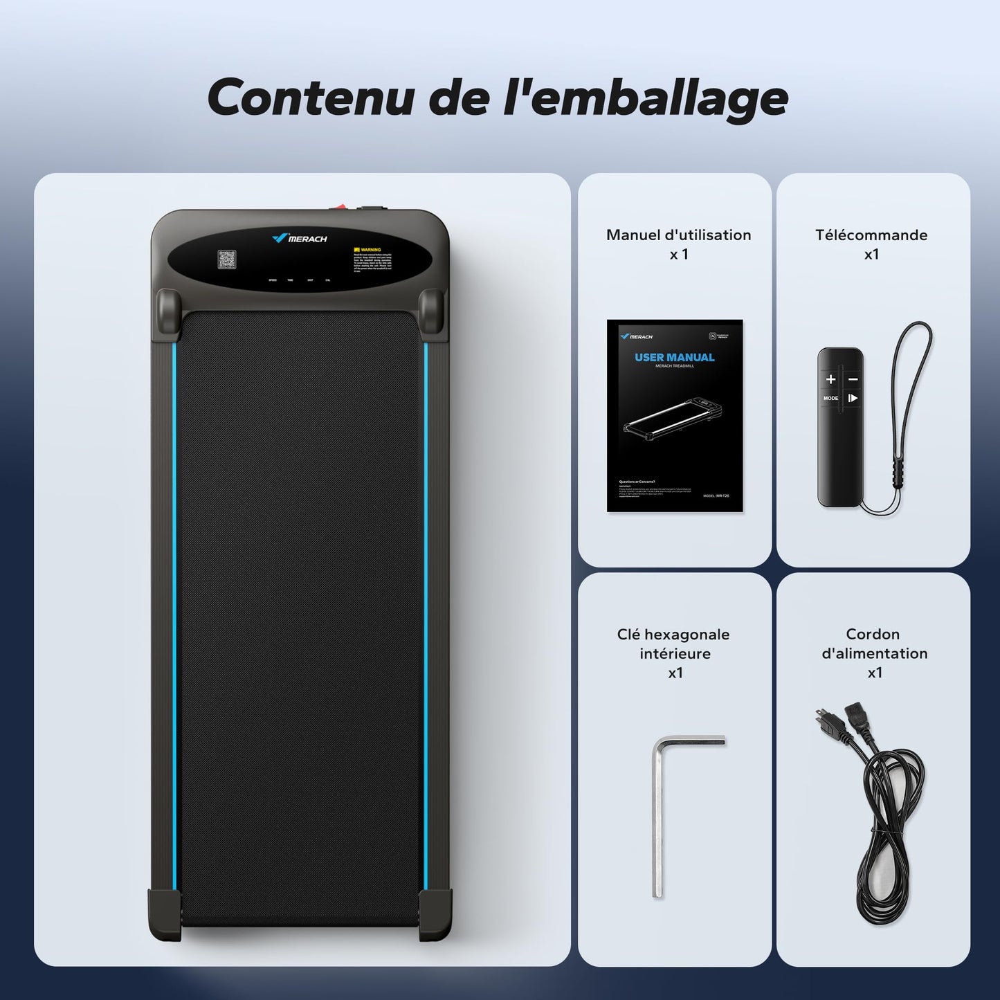 MERACH Walking Pad 3-en-1, 1-6km/h, 2.75HP, Télécommande, Silencieux, Futuriste
