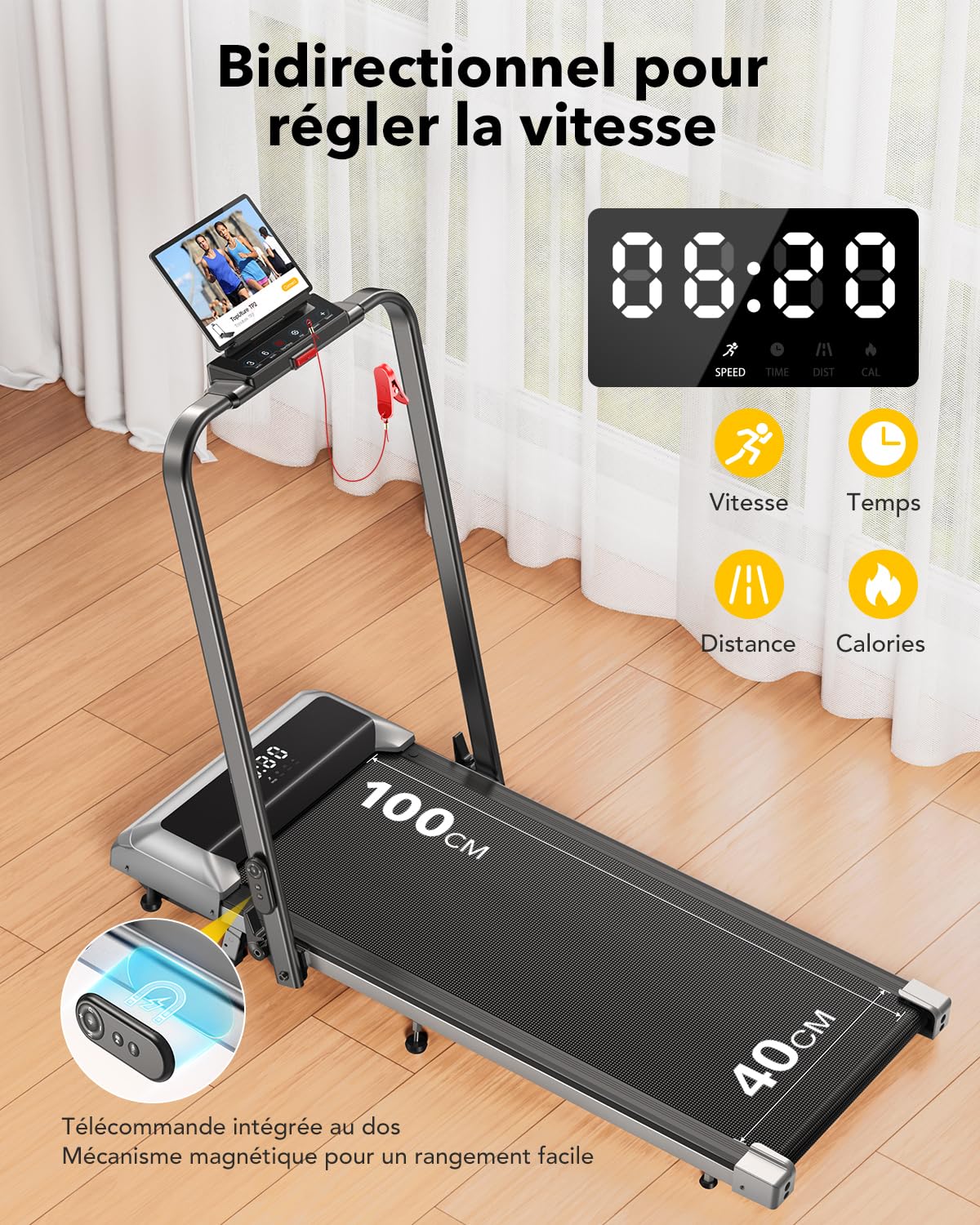 Toputure Tapis de Course 2 en 1,Walking Pad 12 km/h,Pente 7%，2.5HP,Tapis Roulant électrique Pliant,Extra Large 40cm, Fonction de mémoire de données, 12 programmes de Course,APP&amp;télécommande