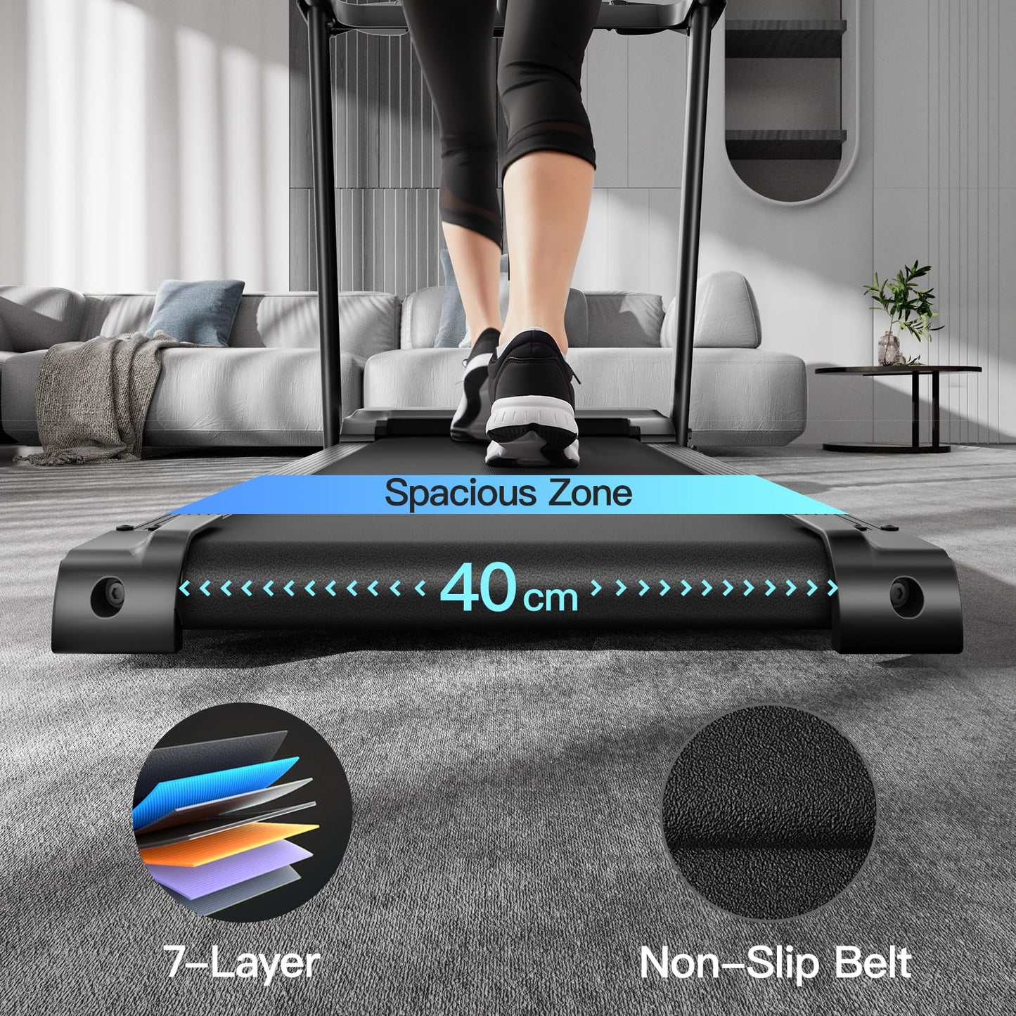UMAY Tapis de Course 14km/h, Moteur 3.0HP, 12 Programmes, Moniteur Cardiaque, APP